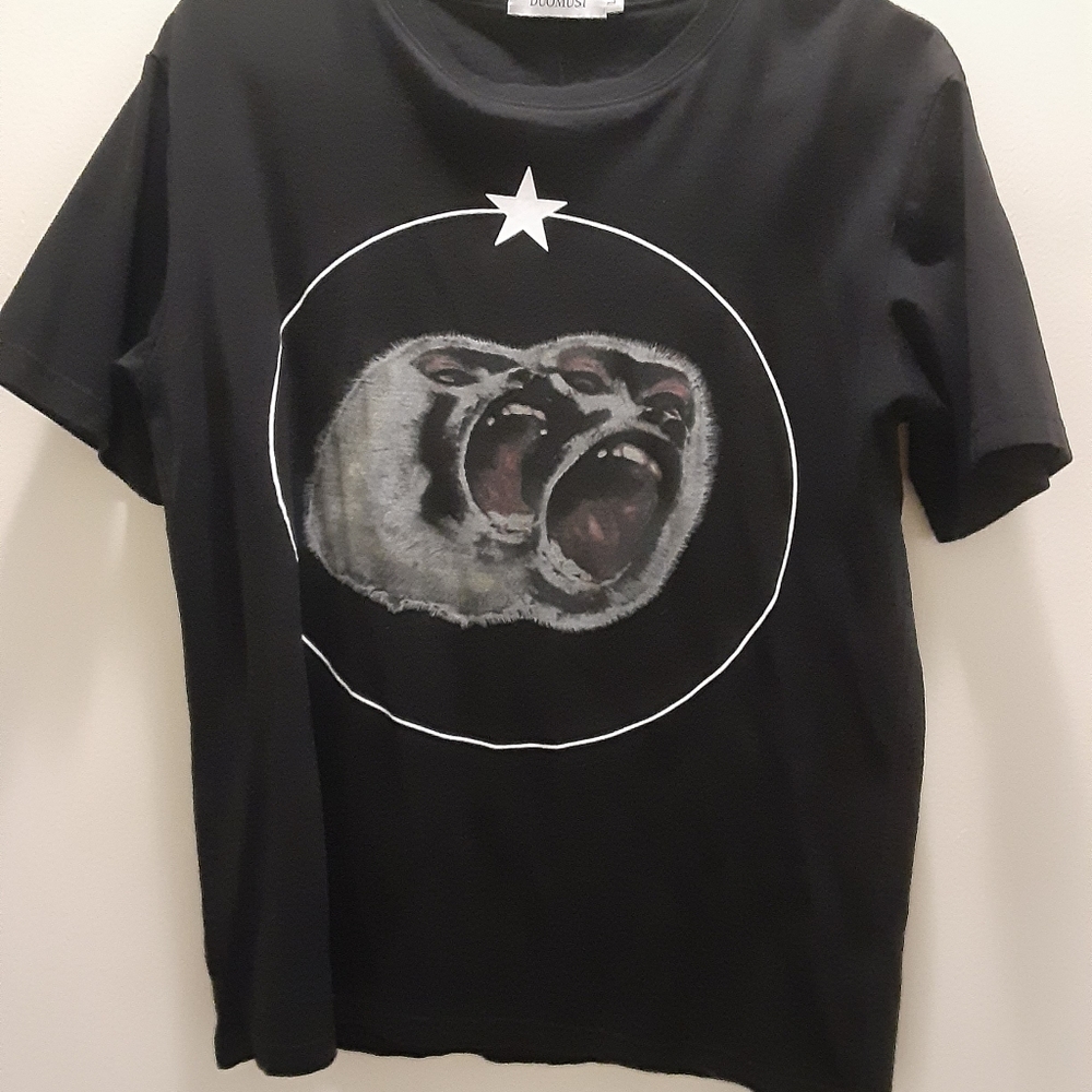 A black graphic ape short sleeve shirt